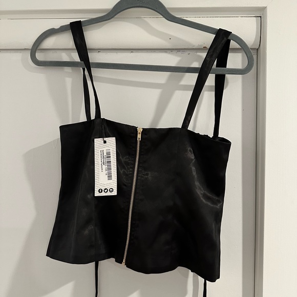 Boohoo Satin Boned Corset Top Black Size 2 - Picture 5 of 8